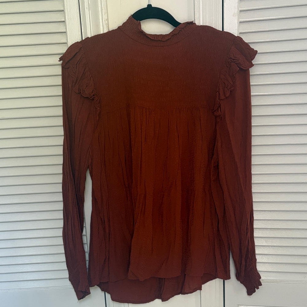 Knox Rose Rust Ruffle Blouse